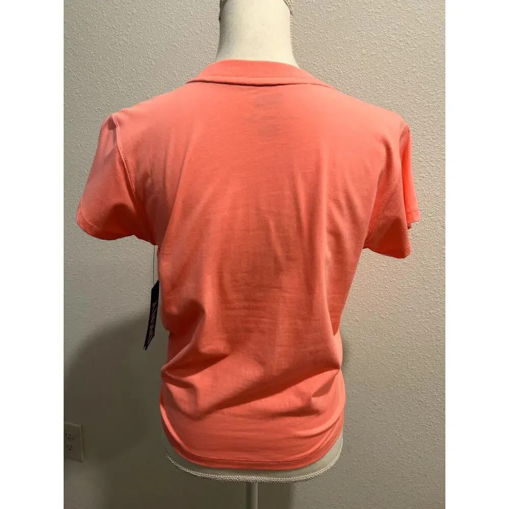 DKNY Sport Womens Cotton Stud Logo Knot Front T-Shirt Tee Top Sz XS 100% Cotton - Picture 2 of 9